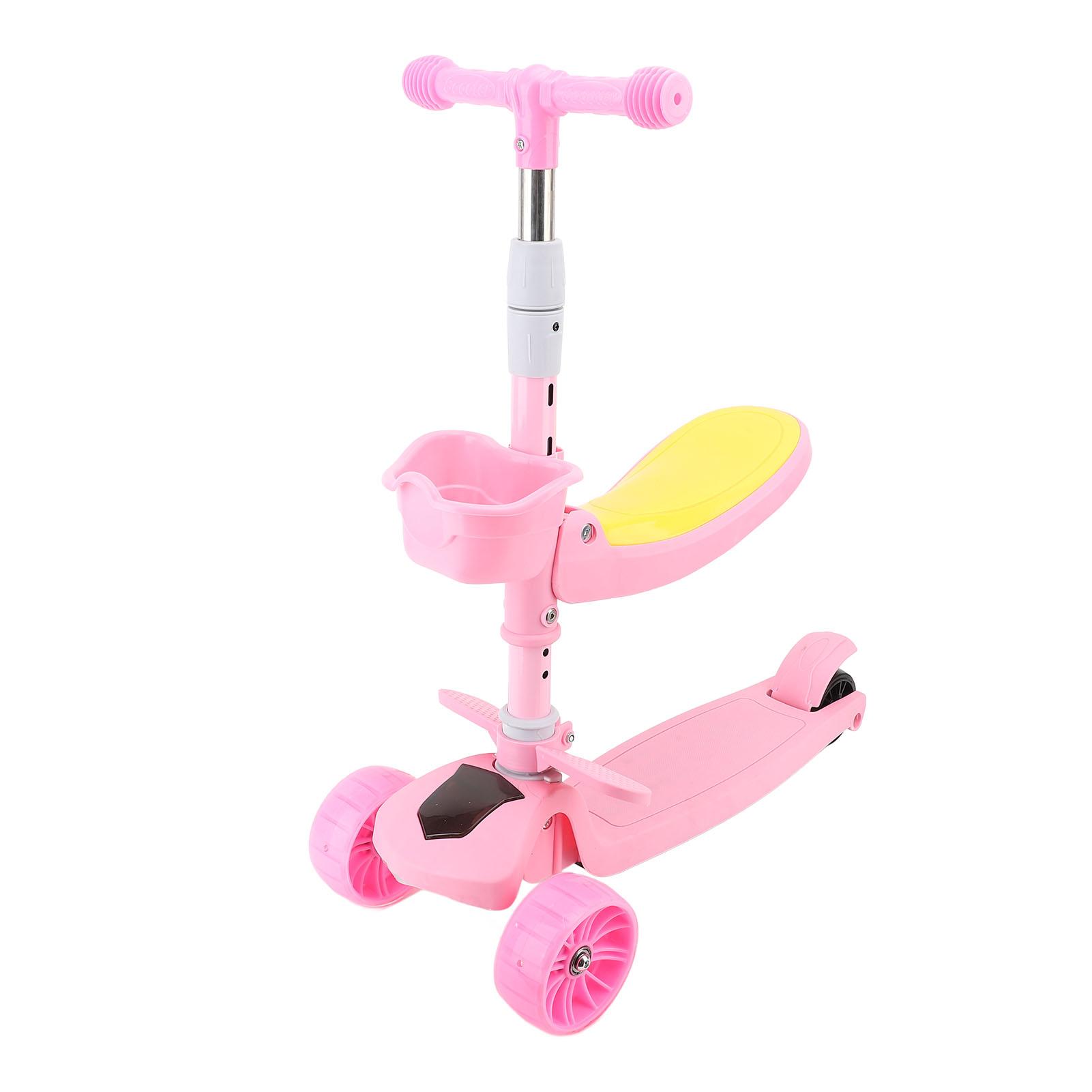 

Kids Kick Scooter with Light Up Wheels Height Adjustable Multifunction 3 Wheel Folding Scooter for Boys Girls