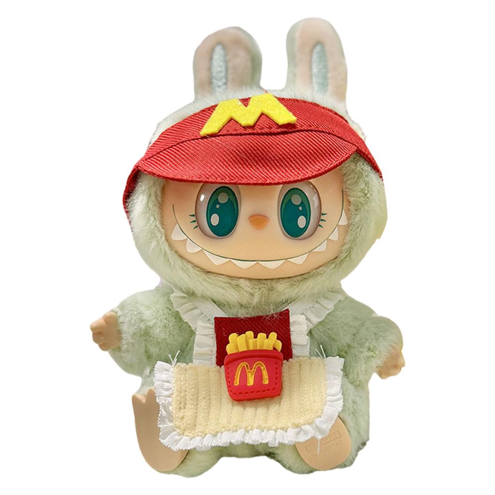 Cartoon Clothes Set for Labubu 17cm Plush Doll Outfit Accessories Kawaii Doll Clothes Heartbeat Macaron Party Doll Clothing Gift