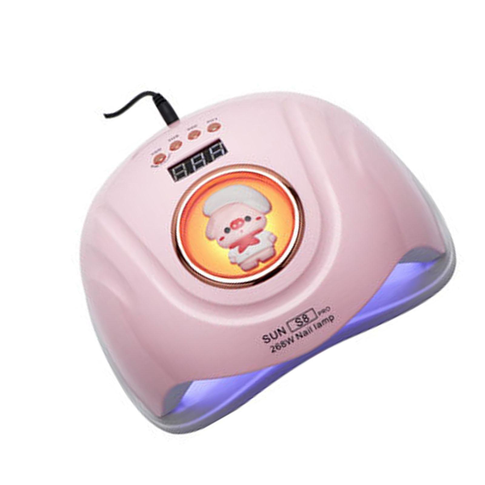 

УФ-лампа для ногтей с гелем, быстрая сушка, 268 Вт, 4 таймера, светодиодный дисплей, 57 шт., чипы, интеллектуальный датчик, мультфильм EU Plug розовый