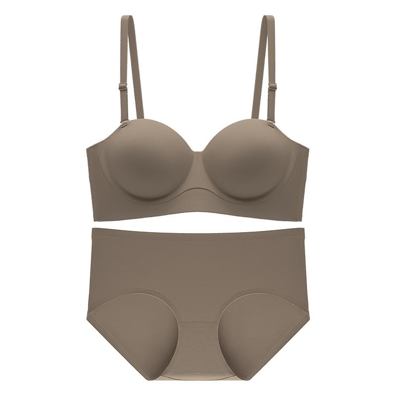 Thin breathable underwear women's small breasts gather and show large adjustment type flat chest special non-slip strapless half cup bra cover