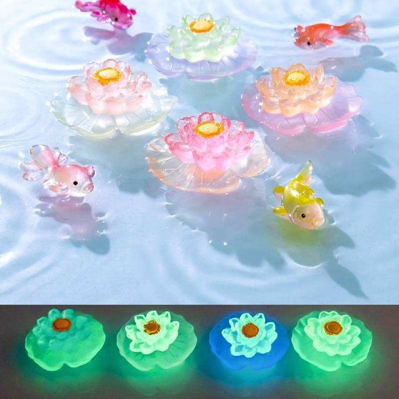 Vibrant Glowing Lotus Decorative Resin Plants For Diy Aquarium Decorations