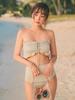 2026 Korean Style Ruffled High-Waisted Bandeau Bikini - Sexy Two-Piece Swimsuit for Students
