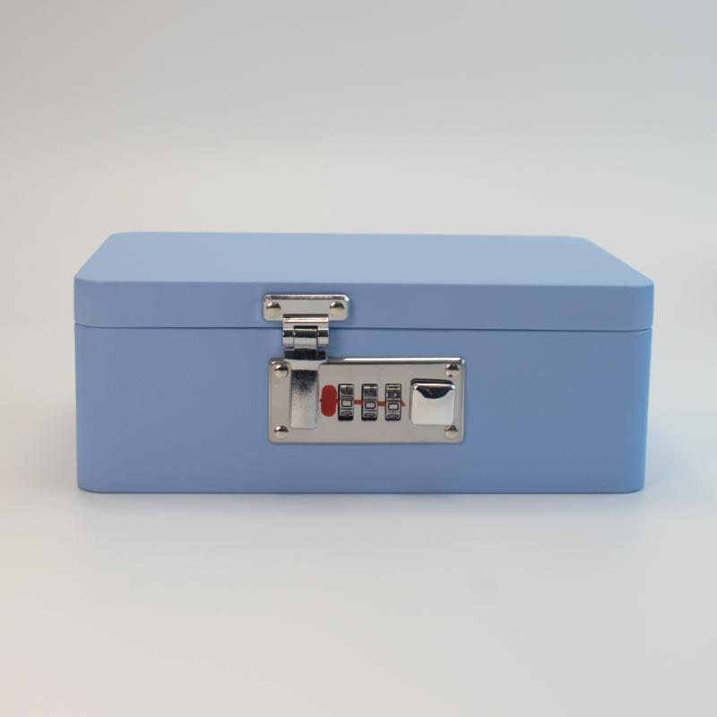 Combination Lock Password Lock Storage Box Metal Construction Flip Top Design Key Safe Box Rectangular Shape Initial Password