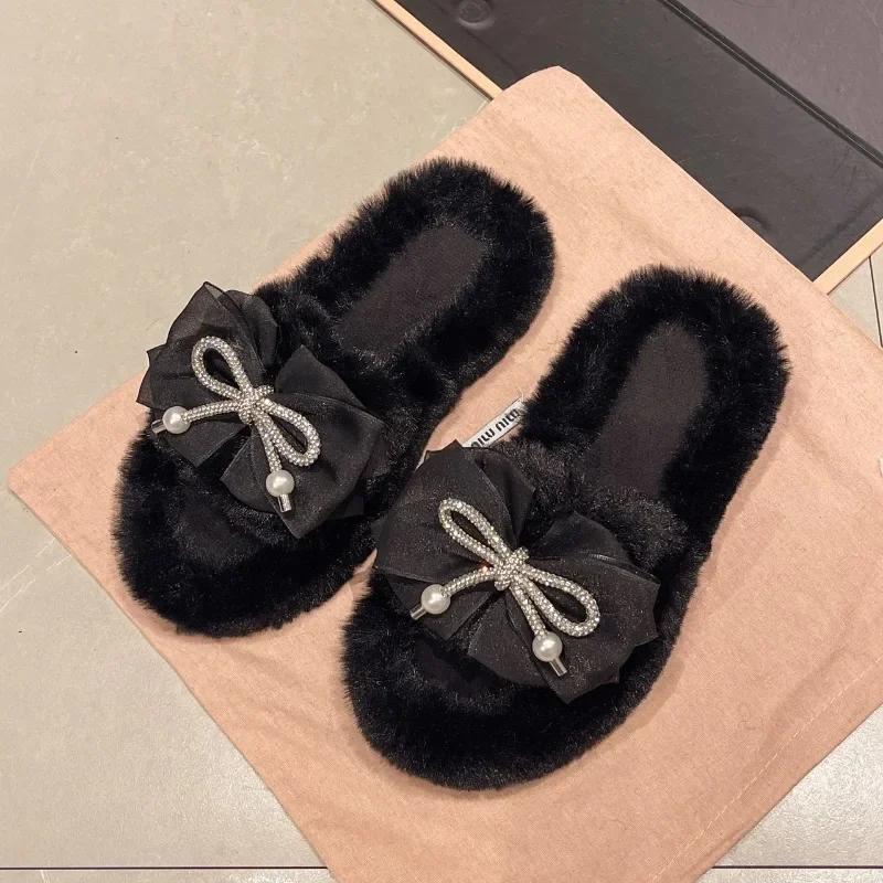 Fashion 2024 New Shoes for Women Slip-on Women's Slippers Fashion Butterfly-knot Daily Slippers Women Hot Sale Peep Toe Flat Slippers
