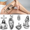 3pcs Temporary Tattoo Black And Grey Realism Praying Woman Book Virgin Mary For Arms Men Thighs