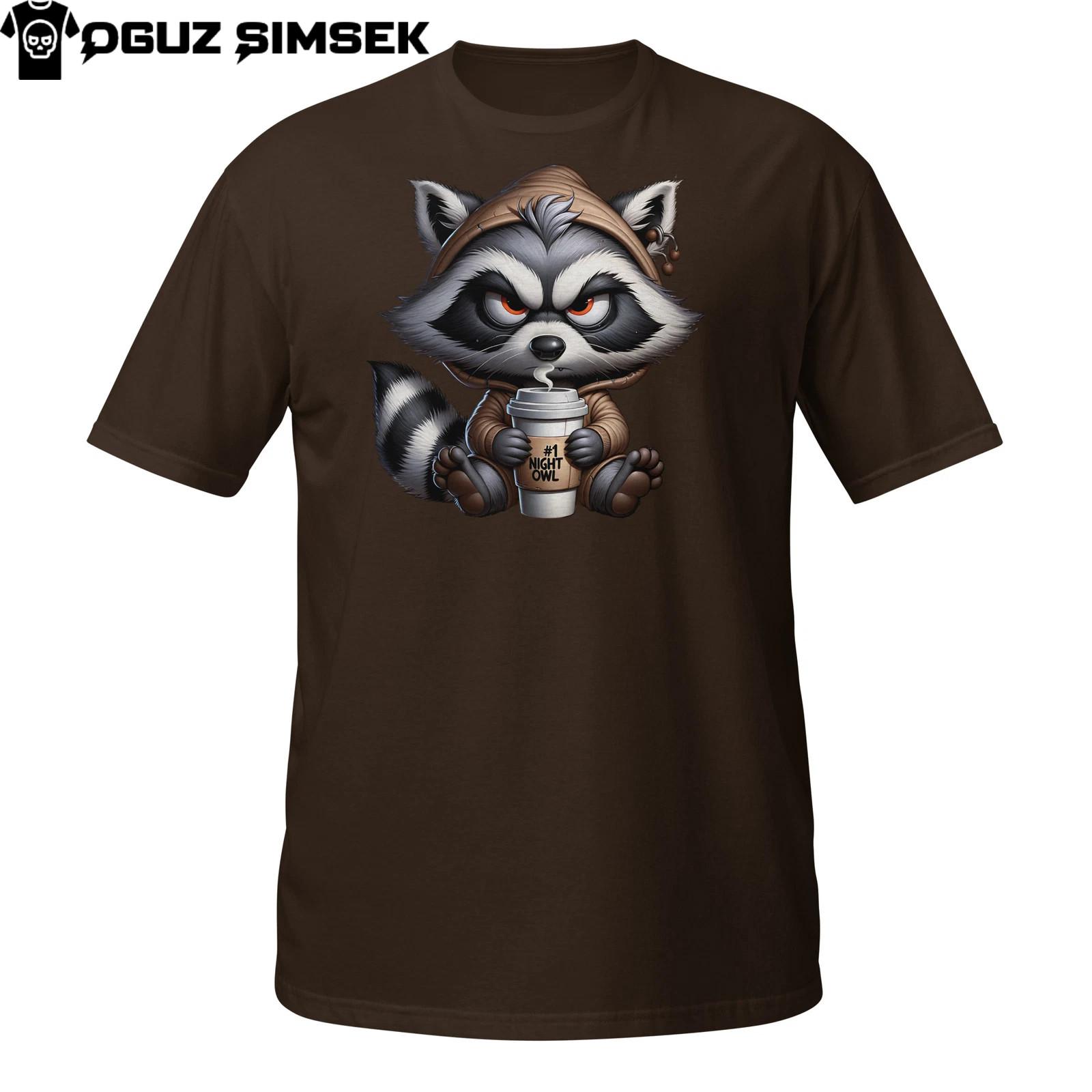 Grumpy Raccoon Coffee Hoodie T-Shirt Mens Womens Tees Top | Angry Cute Animal Humor Shirt 3XL