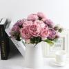 1 Bundle Artificial Roses Flowers Silk Peony Bouquet Home Decoration Accessorie Wedding Party Scrapbook Fake Plants Diy Pompons