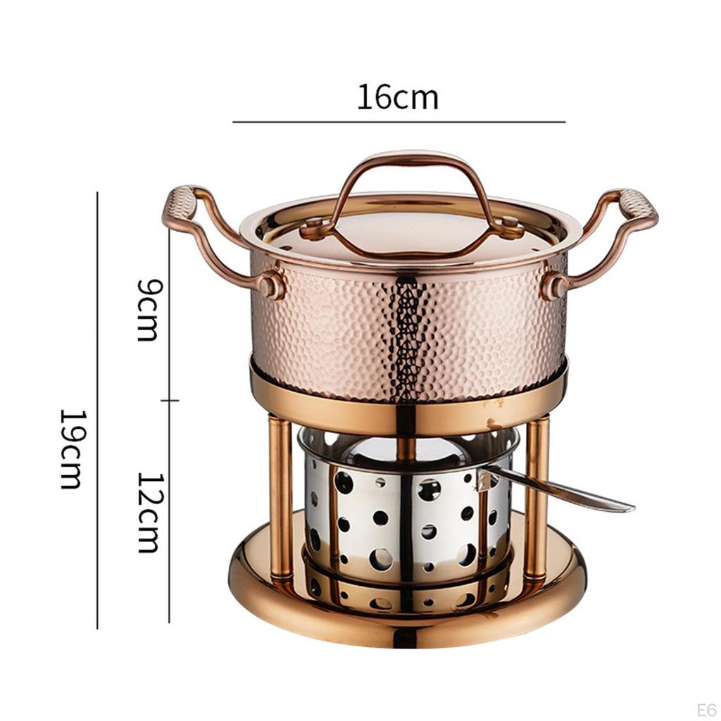 Alcohol Stove Pot Ramen Stainless Steel Kitchen Cookware Shabu Camping Cooker for
