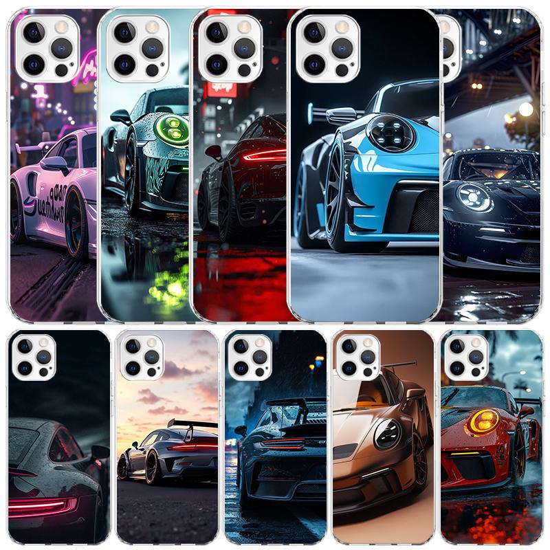 Sports Car 911 Soft Cover for iPhone 16 17 Air 15 14 Pro Max 16E Phone Case 13 Mini 12 11 7 SE 8 Print Pattern Fit Cases 16 17 A