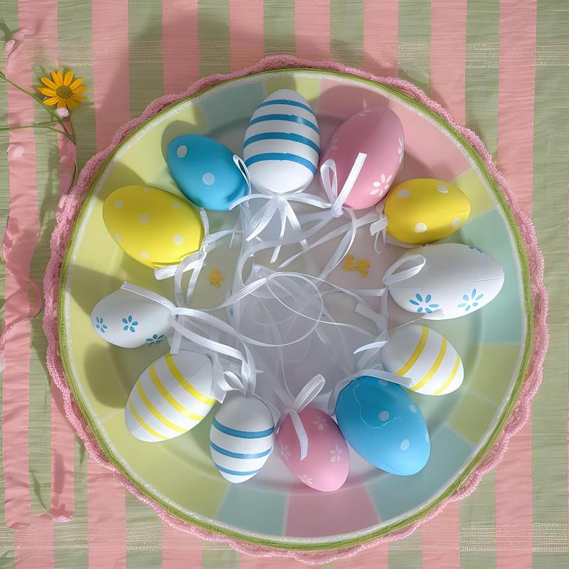 Easter Small Eggs 12X Toy Easter Eggs Colorful Decorations Reusable Spring Holiday Scene Props Seasonal Table Eggs Decors For