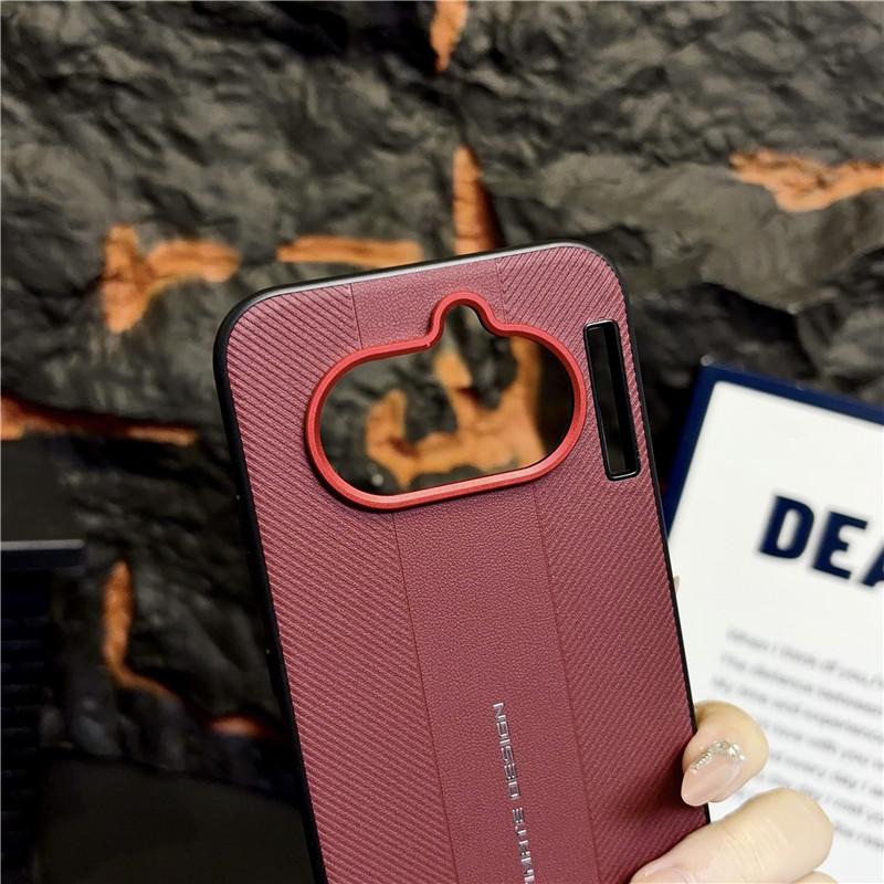 For Nothing phone 4A Case Red Camera Frame Luxury Textured Ultimate Design Leather Protective Soft Case Cover