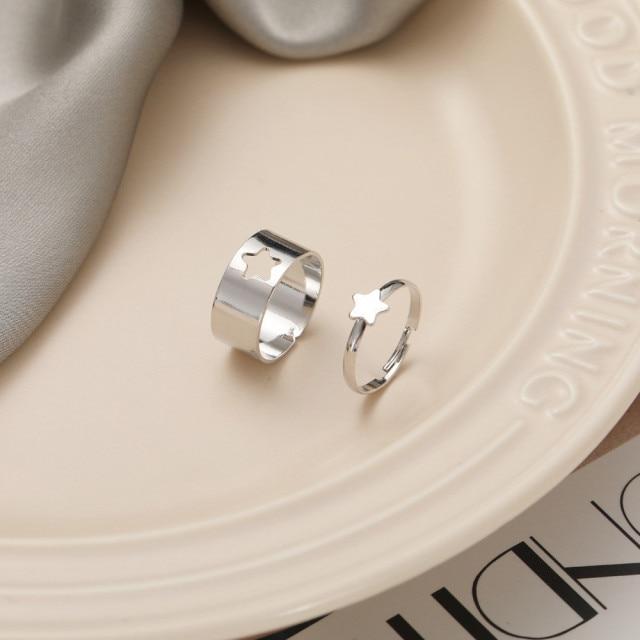 Hip Hop Rock Gold Color Chain Rings Set Girls Punk Geometric Sleek Minimalist Finger Rings Women Trend Jewelry Accessories Celebration Party Event