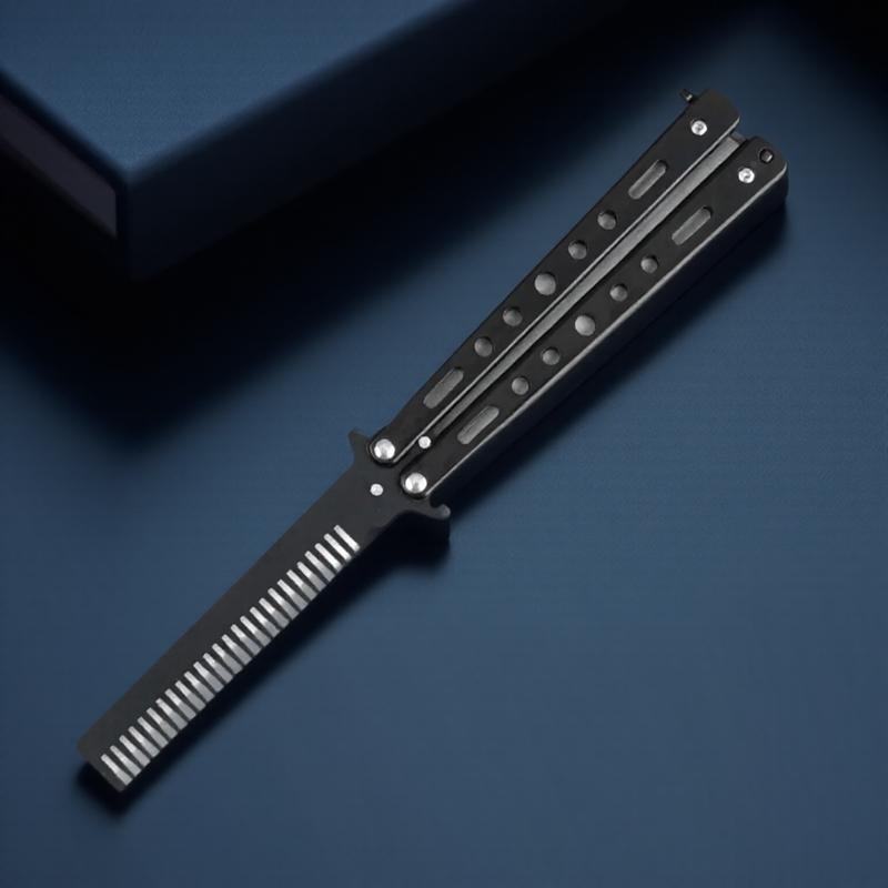 

Складная расческа из нержавеющей стали, портативная дорожная расческа для волос для мужчин и женщин, компактный инструмент для укладки волос для занятий спортом на открытом воздухе, подарок унисекс чёрный