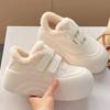 Winter cotton shoes women's velvet women's shoes thick-soled heightening little white shoes with wide-leg pants, versatile big-headed bread shoes
