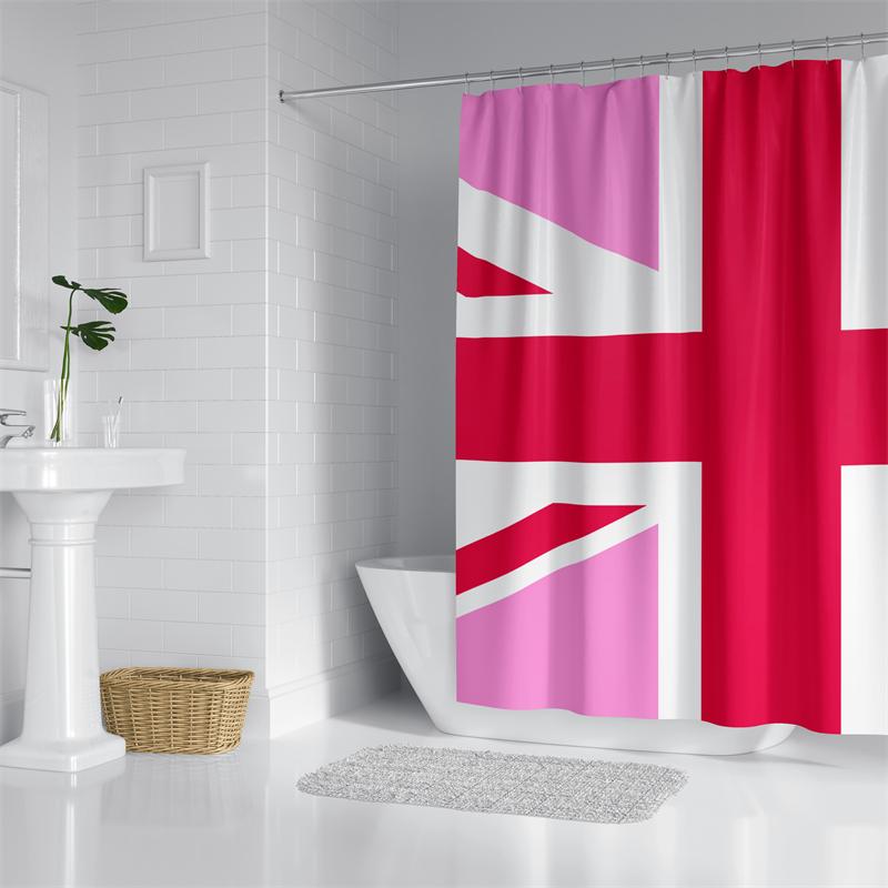 

Aertemisi United Kingdom Uk Lgbt Pink Union Jack Pride Shower Curtain Set With Grommets And Hooks For Bathroom Decor W60H190(CM)-1 Pcs