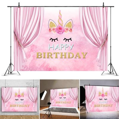 Rosa Einhorn Kindergeburtstag Hintergrund Banner Alles Gute zum Geburtstag Party Hintergrund