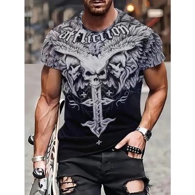 Fehér Fekete Patchwork Mintás Pólók Betűk Nyári Pólók Férfi Streetwear 3D Nyomtatott Póló Divatos O-nyakú Rövid Ujjú Felsők