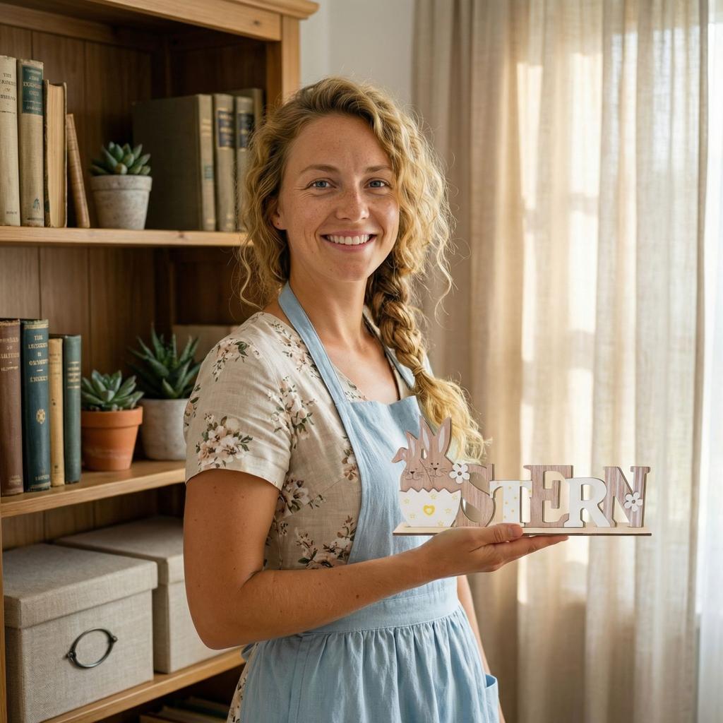 Osterdekorationen für Zuhause, Tischdeko in Hasenform aus Holz für den Kaminsims, Osterdeko für Etageren