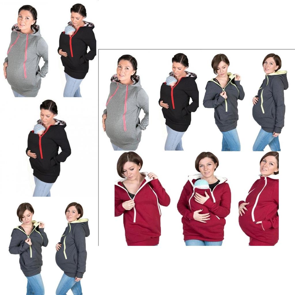 Cozy And Warm Mom's Maternity Kangaroo Hoodie Mum Dad Baby Wrap Carrier Pet Holder