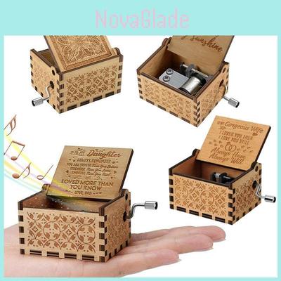 Vintage Wooden Music Box Gift For Kids Charming You Are My Sunshine Engraved Toy