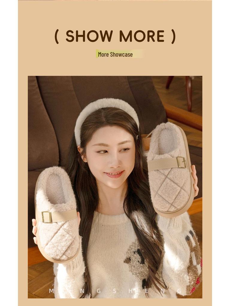 Damen Herbst- & Winter Plüsch Baumwollpantoffeln: Warme, rutschfeste, Indoor/Outdoor Postpartale Schuhe für Paare