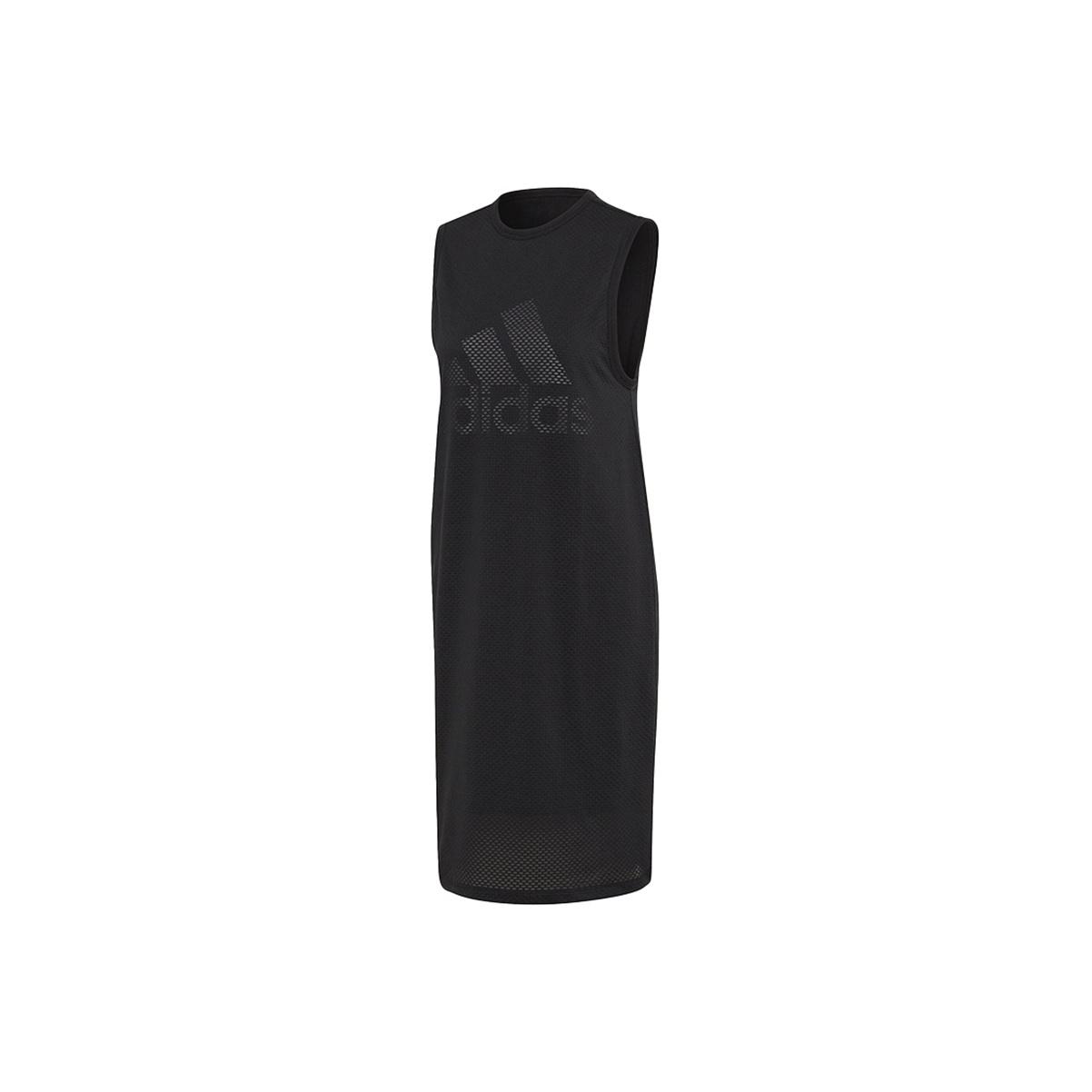 Adidas Logo Pattern Sports Casual Breathable Sleeveless Dress Women Dresses Black DT7160 M