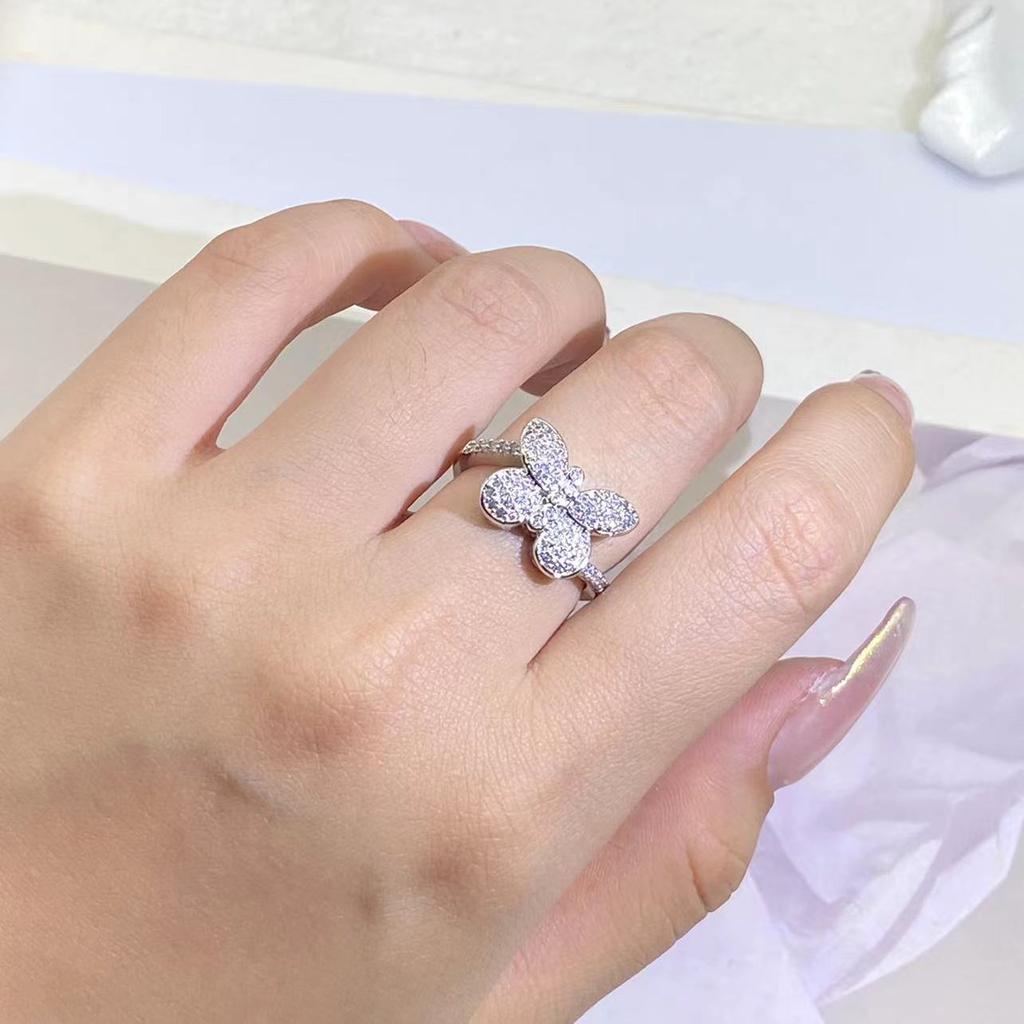 Exquis joli grand papillon blanc Zircon bague dames bijoux fête demande de mariage bijoux de mariée cadeau d'anniversaire dames bijoux