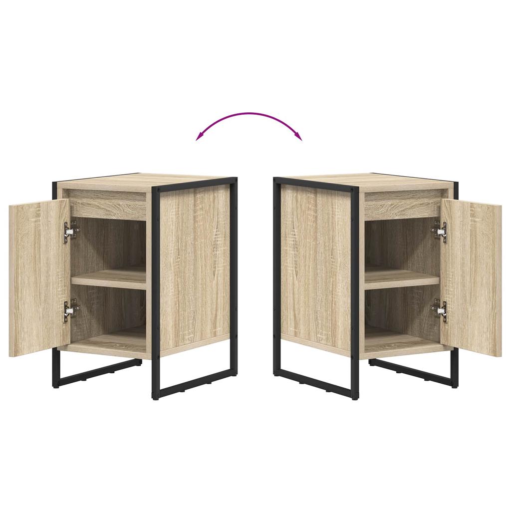 Nightstand Set of 2 Sonoma Finish 39.5 X 30 X 50 Cm Particleboard
