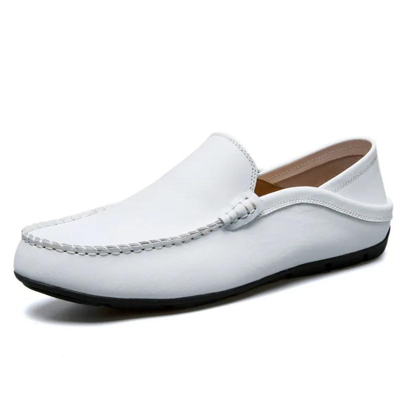 Fashion Genuine Leather Men Shoes Casual Luxury Formal Mens Loafers Moccasins Italian Breathable Slip On Male Boat Shoes Plus Size
