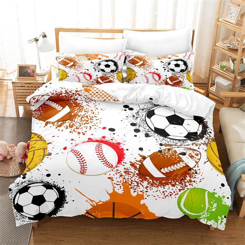 Sports Bed Ensemble Athletic Sports Bed Cover 3d Fashion Design Young Boys Quilt Cover Queen Size Bed Cover Package Bedding Sets