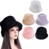 Sweet Ladies Winter Soft Outdoor Warmer Faux Fur Rabbit Warm Hat Fishing Cap Bucket Hat