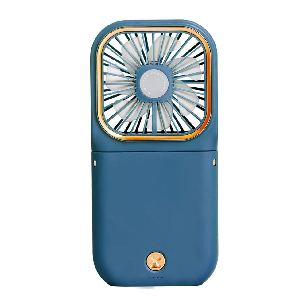 Mini Handheld Fan Folding USB Electric Fan with Phone Bracket Function 3000mAh Power Bank Hanging Neck Fan Home Appliance