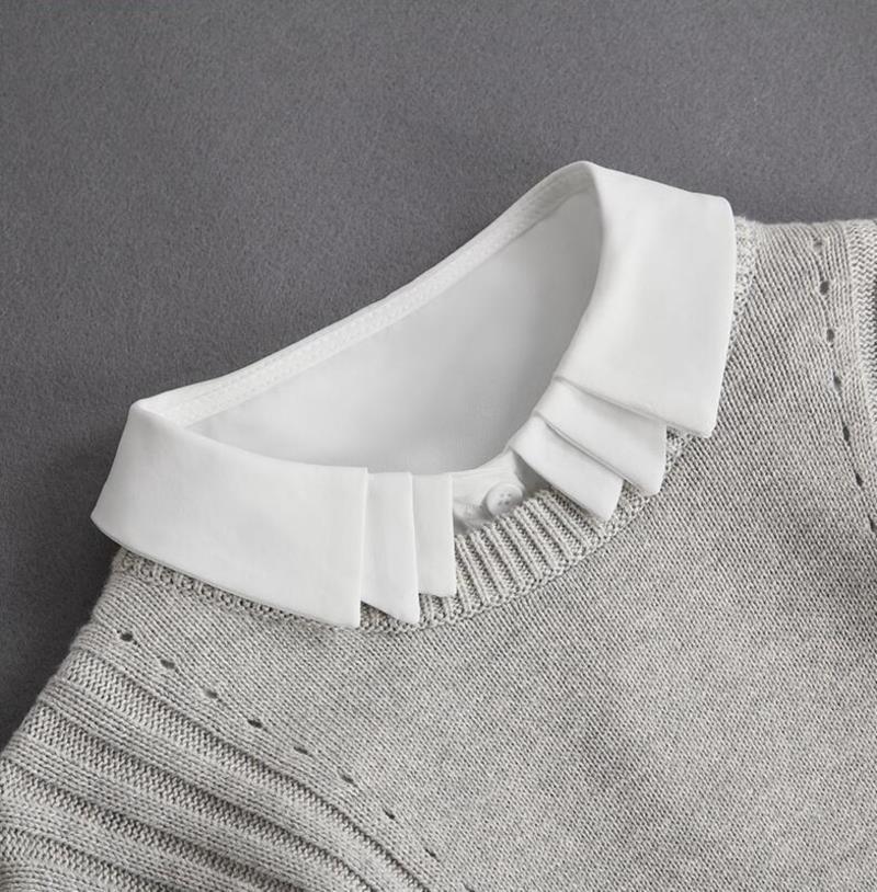 Front Tie White Fake Collar Stand Beads Detachable Collar Fake Women Vintage Crystal Lace Ladies False Blouse Collar Half Shirt
