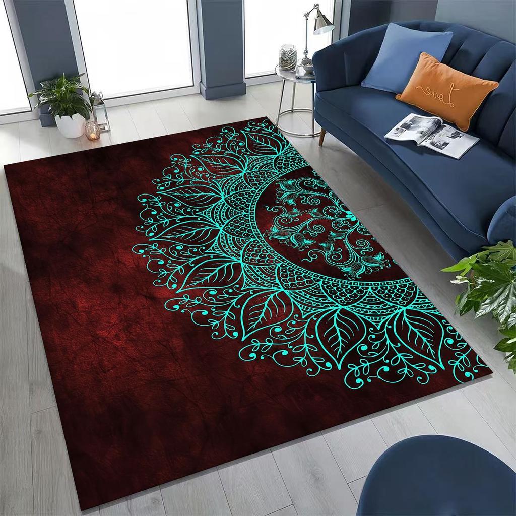 2026 Rainbow Mandala Flower Chakras Yoga Bohemia Art Rug for Bedroom Living Room Sofa Home Doormat Decor,Kid Non-slip Floor Mat