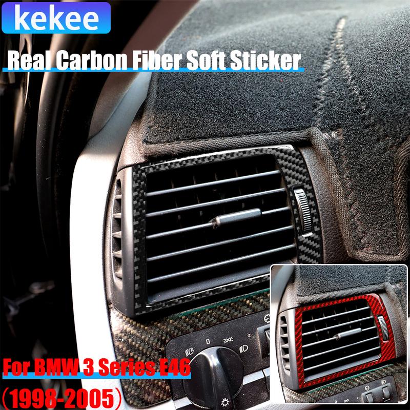 Real Carbon Fiber Car Accessories Dashboard Air Vent Cover Sticker For BMW 3 Series E46 1998 1999 2000 2001 2002 2003 2004 2005