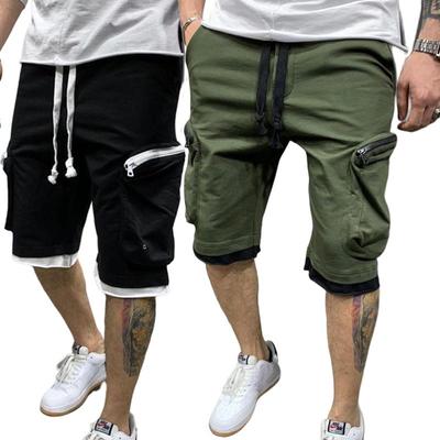 2023 New Men's Multi Pocket Casual Hip Hop Workwear Split Short Fitness Sports Pants