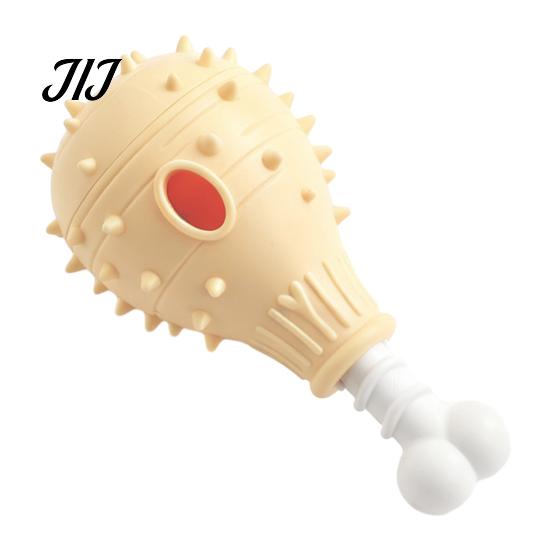 Food Leakage Puzzle Toys Dog Treat Dispenser Toy, Spiky Chicken Leg Chew Rubber Interactive Play for Boredom Feeder Aggressive Chewers, Dental