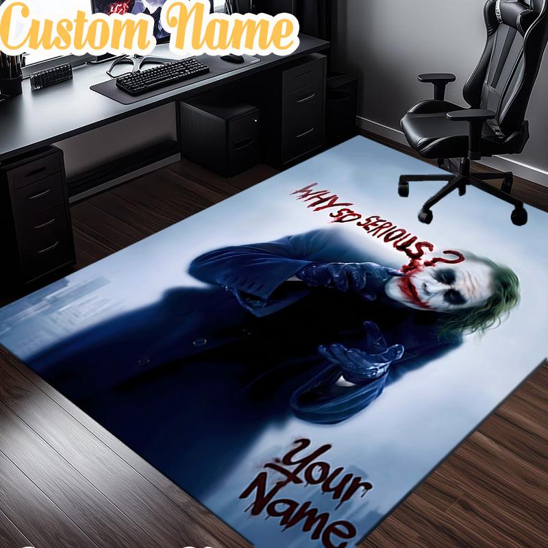 Custom Name Jo-ker's Dark Saga Rug, Office Rug, Chair Rug, Carpet for Living Rooms, Doormat Game Rug Home Decor Christmas Gifts