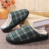 Fashion Mix Color Plaid Fur Slippers Women Soft Bottom Non Slip Plush Slippers Woman Faux Fur Warm Indoor House Cotton Slides Ladies