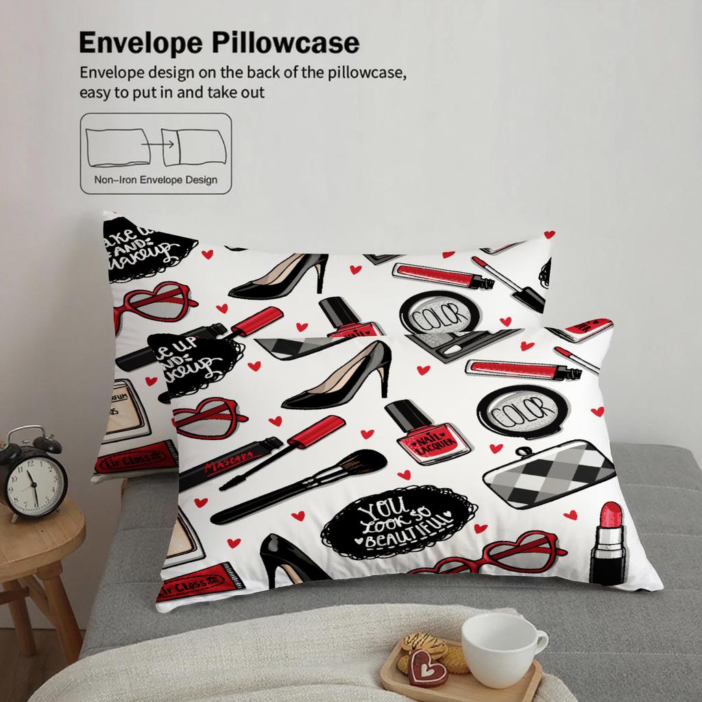 3pcs Fashion Makeup Bedding Sets 3D Printed Cosmetic Pattern Duvet Cover Sets With Pillowcases No Filling