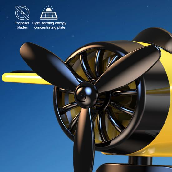 Decorazione Auto Aeroplano ad Energia Solare Ornamento Dinamico da Cruscotto con Movimento Planante Elica Silenziosa Rotante Piccola Aeroplano Accessori Drift