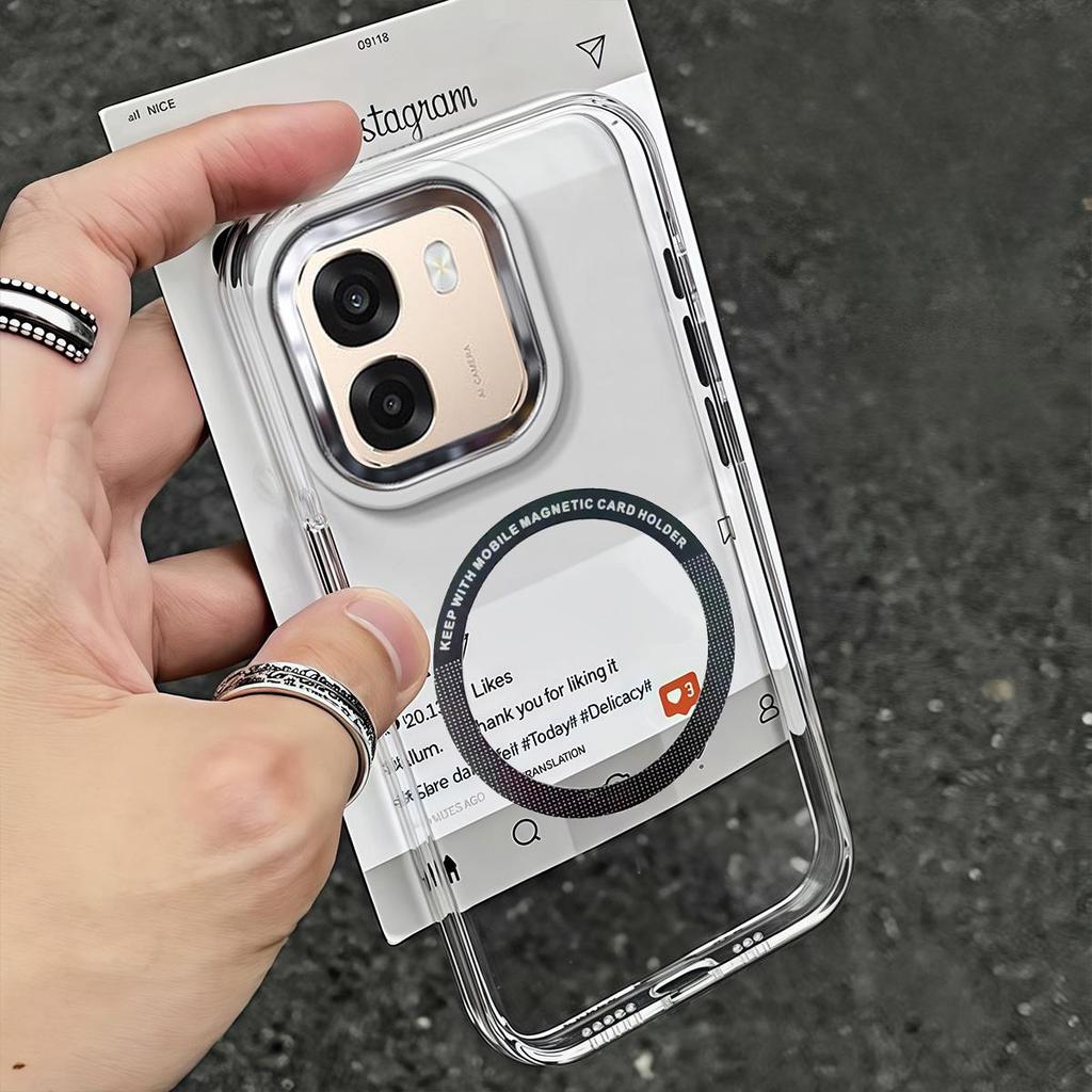 Case for OPPO A6x 4G/5G,A6t Pro,A6k Minimal Semi-Transparent Magnetic Casing Raised Electroplated Lens Bezel Anti-Slip Drop Resistant Protective Shell