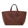 Genuine Leather Handwoven Double-Sided Leather Tote Bag Women's Street Style Trendy Basket Handbag Large Size Crossbody Bag
