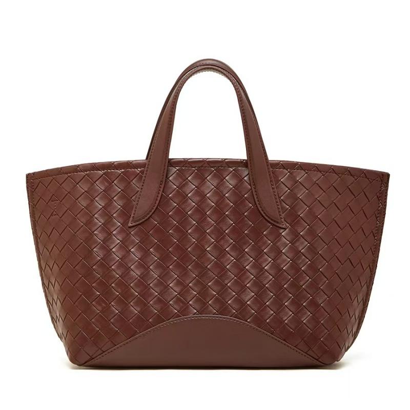 Genuine Leather Handwoven Double-Sided Leather Tote Bag Women's Street Style Trendy Basket Handbag Large Size Crossbody Bag