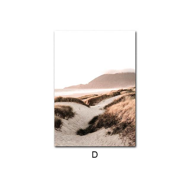 Scandinavian Nature Landscape Canvas Painting Grass Bridge Beach Sunset Wall Art Poster Home Decor Nordic Print Modern Picture