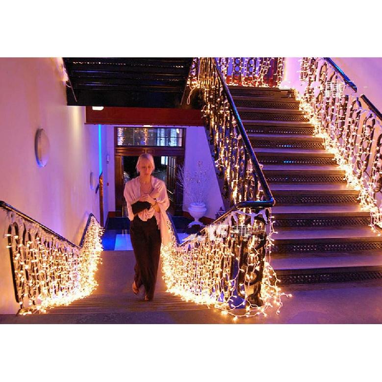 Lumières Guirlande Glaçons LED GTSYDING, 96 LED 4M 8 Modes Rideau Extensible Guirlande Lumineuse de Noël Plafond Suspendu Scintillement Lumières à Mémoire pour Extérieur Intérieur