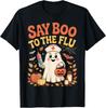 Funny Retro Nurse Ghost Halloween Vaccine Say Boo To The Flu  Unisex T-Shirt