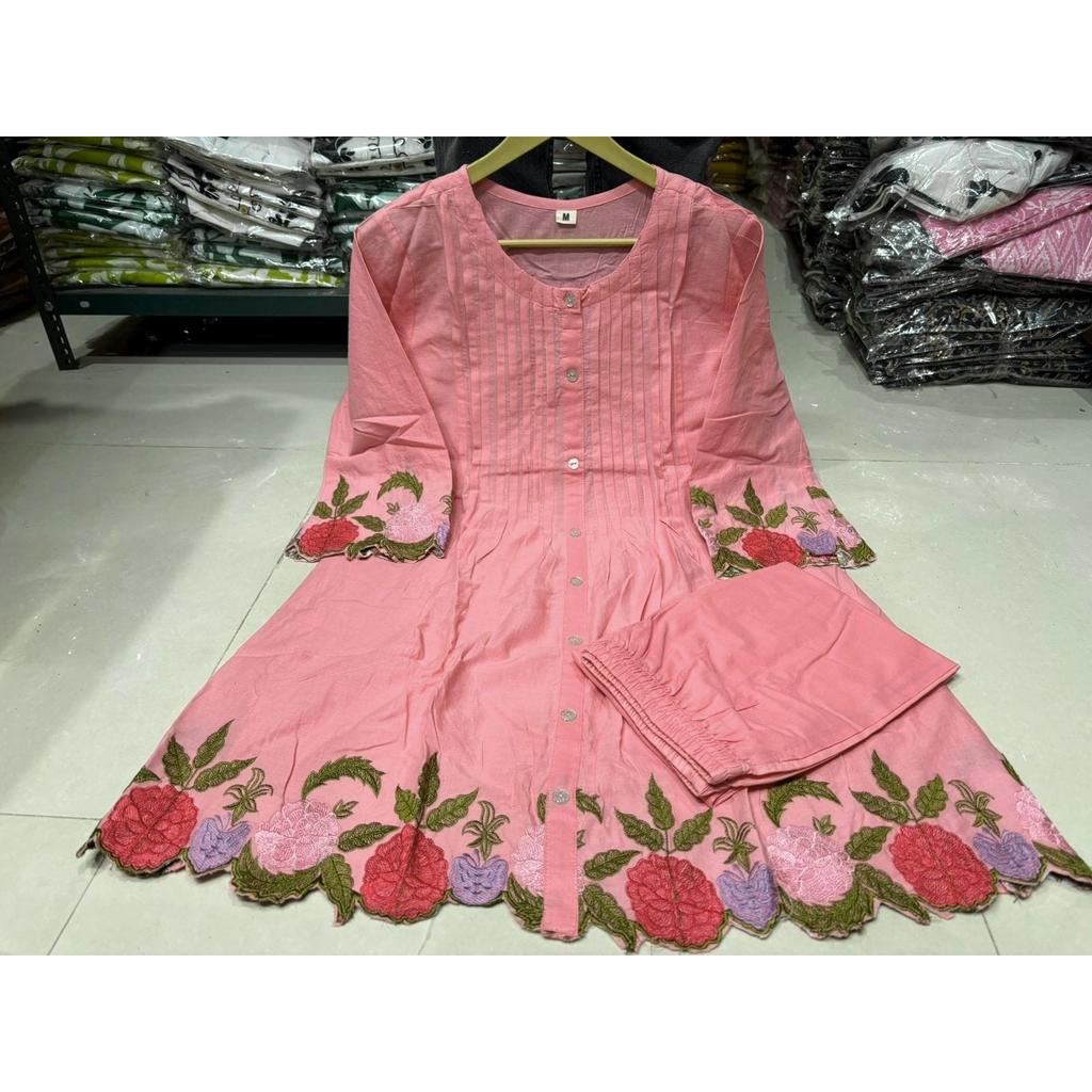 Beautiful Embroidery Kurta Pant Cord Set Indian Women Party Wear Kurta Set Dress
