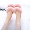 Women's winter home plush flip flops, comfortable wooden floor cotton slippers