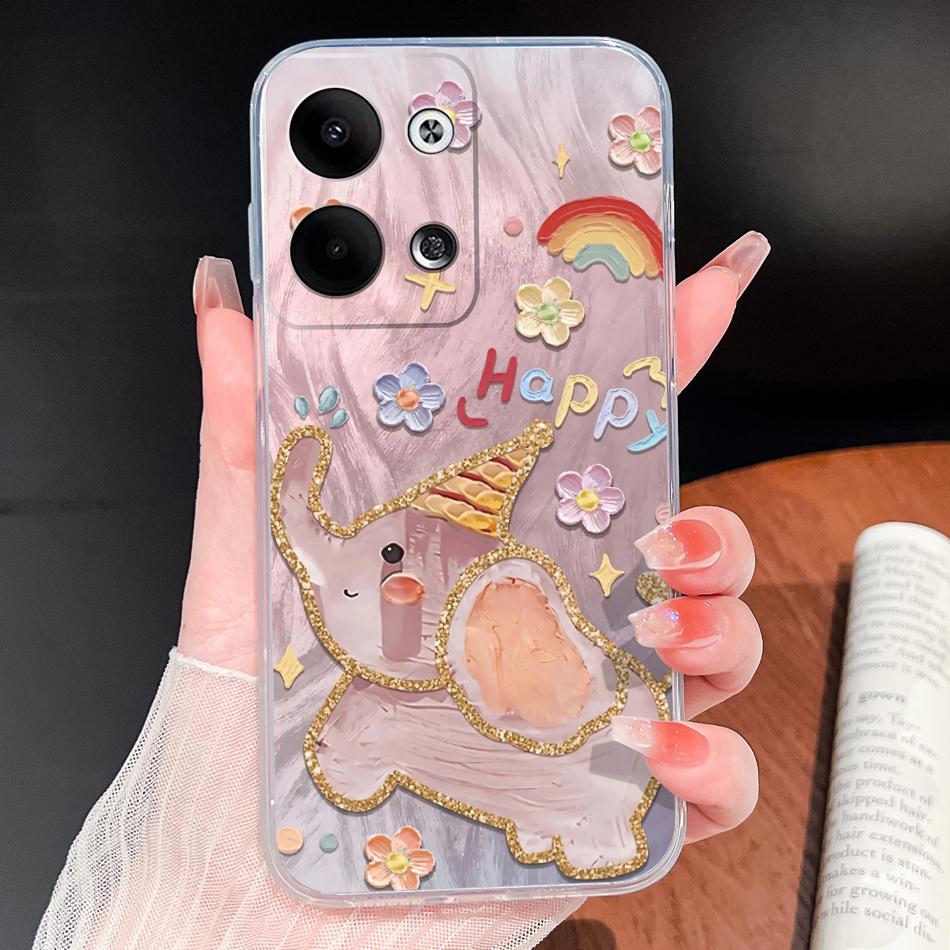 For Oppo Reno 9 Pro Plus 5G Phone Case Lovely Cartoon Soft TPU Transparent Silicone Lightweight Back Cover For Oppo Reno9 Funda